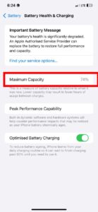Battery health on iPhone