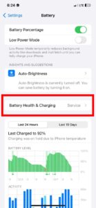 battery health and charging in Iphone