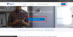 An image showing the Sign up button on PayPal